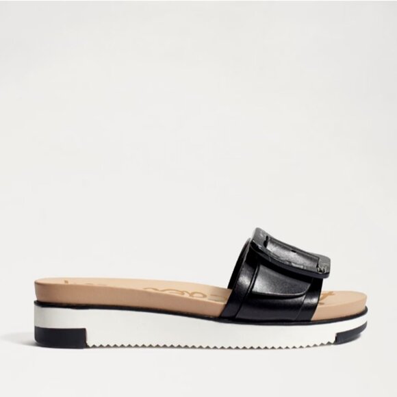 Sam Edelman Black Sandal Slide Ariane Marble Buckle Leather Platform Size 6.5 - Picture 6 of 16